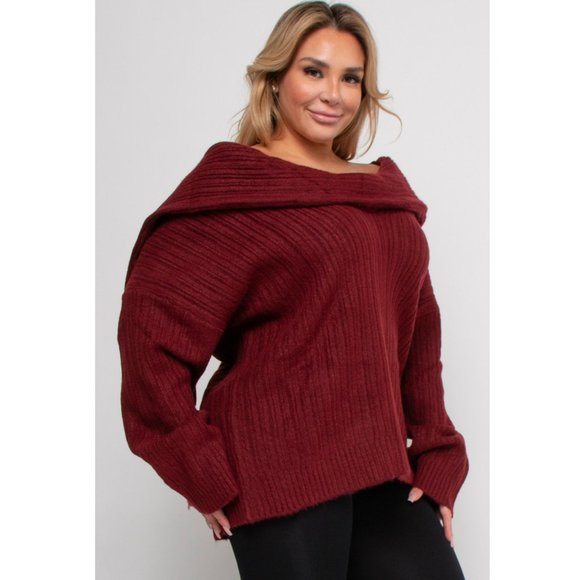 NET.153 ULTRA warm and heavy Plus Size sweater, 1X/2X, 2X/3X Burgundy - Picture 3 of 3